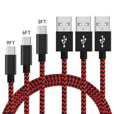 

Universal 2m Dual Color Braided USB To Type-C 24A Charging Data Cable Cord For Android Phones