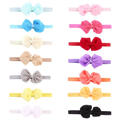 

14pcs Chiffon Bowknot Baby Headbands Solid Color Baby Girl Hair Bands