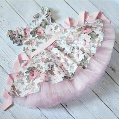 

Newborn Infant Baby Girl Flower Princess Lace Party Wedding Tulle Dress Sundress