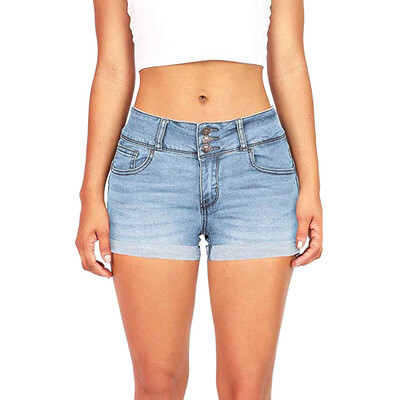 

〖Follure〗Women Low Waisted Washed Solid Short Mini Jeans Denim Pants Shorts