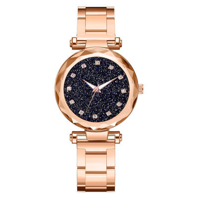 

Hot Sale Women Watches Cool Multi-Faceted Mirror Ladies Quartz Wristwatch Alloy Strap Starry Sky Dial Clock Zegarki Damskie