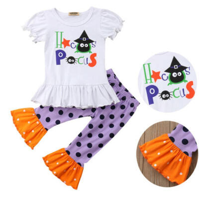 

Halloween Baby Girls Kids 2PCS Clothes Ghost T-shirt Tops Leggings Outfits Set