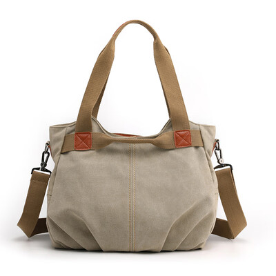 

Womens bag womans canvas handbag large canvas one-shoulder bag retro Korean version large capacity