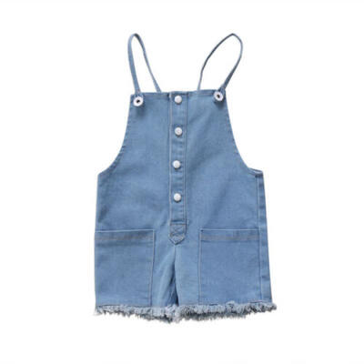 

US Summer Newborn Kids Baby Girls Denim Romper Sleeveless Jumpsuit Pants Outfits