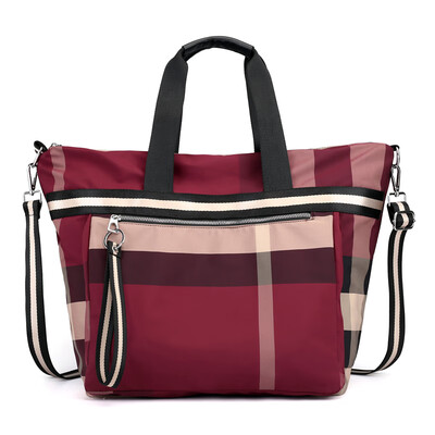 

Oxford bag plaid shoulder Messenger bag simple canvas bag plaid large capacity mother bag