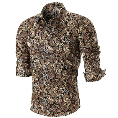 

Curved Hem Paisley Print Long Sleeve Shirt