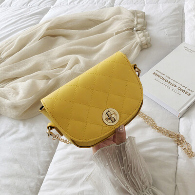 

Chic casual temperament wild Messenger bag Saddle bag 2019 new Korean fashion simple rhombic chain shoulder bag