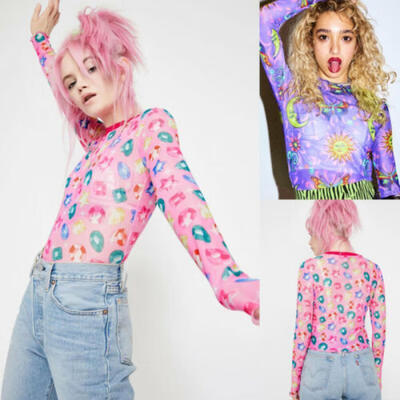 

Womens Transparent Fashion Mesh Sheer Shirt Long Sleeve Crop Top Blouse T-Shirt