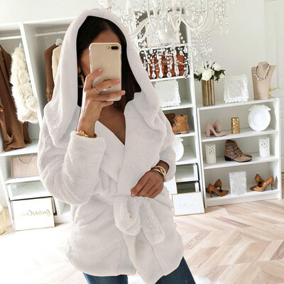 

Roseonmyhand Women Winter Coat Keep Warm Outerwear Hoodie Faux Fur Coat Outwear