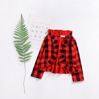 

Kid Baby Girls Cute Long Sleeve Plaid Coat Jacket Outwear Jacket Sweater Clothes