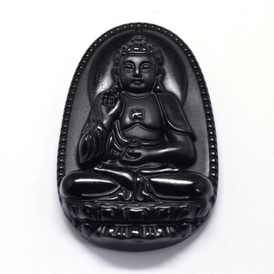 

Natural Obsidian Carven Pendants Guardian Black 535x34x11mm Hole 1mm