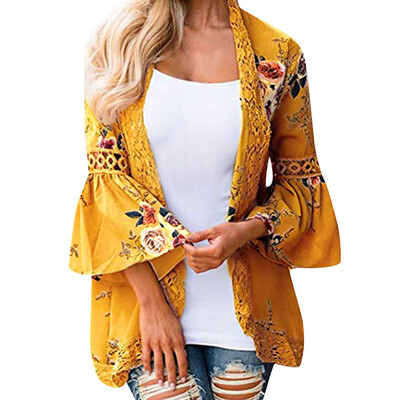 

Roseonmyhand Women Lace Floral Open Cape Casual Coat Blouse kimono Jacket Cardigan