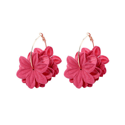 

Fashion Women Flower Pendant Big Circle Drop Hoop Earrings Statement Jewelry