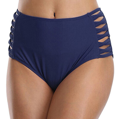 

Saidsome Women Sexy Hollow Out Solid Mid Waist Beach Bikini Swimwear Brief Trunks
