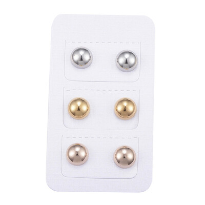 

304 Stainless Steel Ear Studs Half RoundDome Mixed Color 15mm Pin 1mm 3pairscard