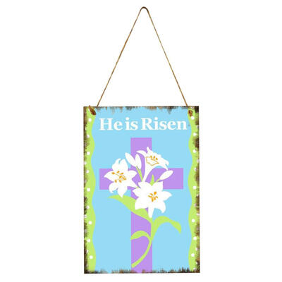 

Cross Flowers Wood Hang Plaque Home Wall Easter Day Pendant Ornament Decor
