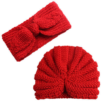 

Baby Kids Winter Warm Knitted Bow-knot-HeadbandCute Beanie Turban Hat Cap