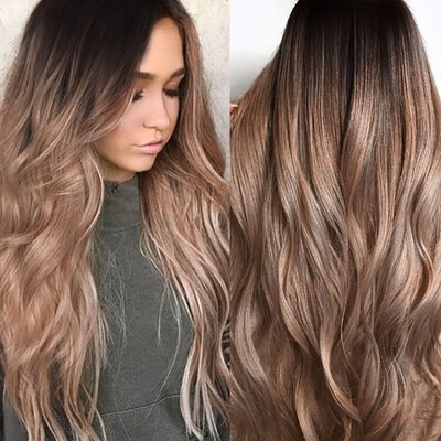 

〖Follure〗Sexy Gradient Blonde Party Wigs Long Curly Hair Mixed Colors Synthetic Wig