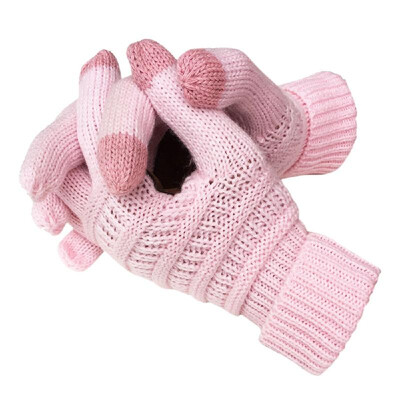 

Winter Warm Soft Knitted Fullfinger CC Gloves Anti-Slip Touch Screen Smart Cellphone Finger Tips Mittens Thermal Glove
