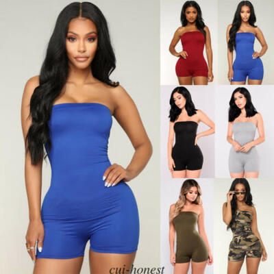 

Short Romper Jumpsuit Leotard Sleeveless Top Women Stretch Blouse Lady Bodysuit