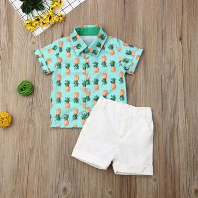 

2PCS Toddler Kids Baby Boy Gentleman Shirt TopsPants Shorts Clothes Outfits Set