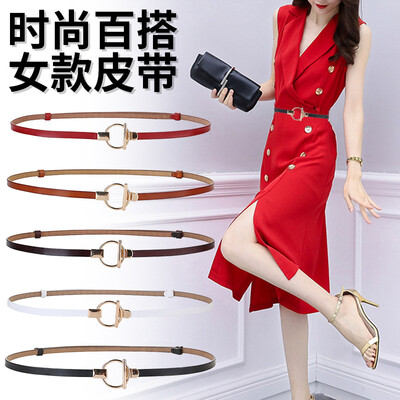 

Leather belt new fashion knotted womens belt alloy buckle leather decoration ladies thin belt women