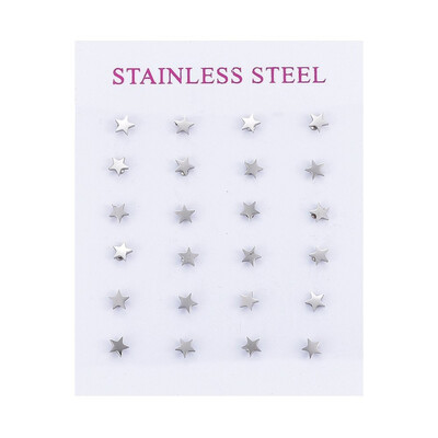 

304 Stainless Steel Stud Earrings Star Stainless Steel Color 4x4x1mm Pin 08mm