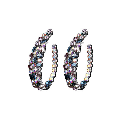 

Temperament color diamonds large earrings full of temperament personality ear hooks wild shiny trend ear jewelry female