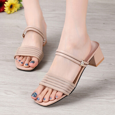

Rose Womens Square Thick With Sandals Square Head Sandals Fashion Slippers Sandals