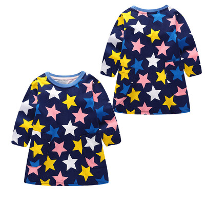 

Children Kids Girls Spring Autumn Casual Cartoon Long Sleeves Printed Star Dress