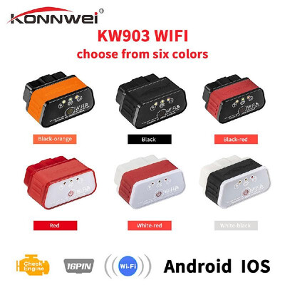 

KONNWEI WiFi OBDII Adapter Code Reader Diagnostic Scan Tool for Iphone Android PC Auto Code Scanner Black Red KW903