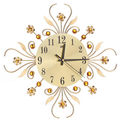 

Vintage Metal Art Mute Wall Clock Crystal Large Wall Watch Clock Home Decor