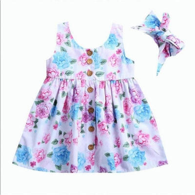 

Adorable Toddler Kids Baby Girl Clothing Party Princess Sleeveless Cute Mini Floral Dress Pageant Clothes 1-6T
