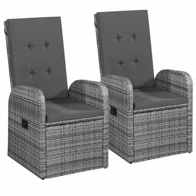 

Outdoor Chairs 2 pcs with Cushions Poly Rattan Gray