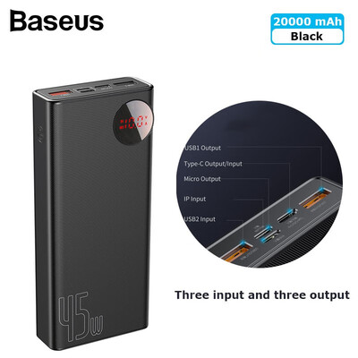 

Digital Display Quick charge PD30QC30 Power Bank for HuaweiXiaomiiPhone 20000mAh 3 input&3 out put powerbank for notebook