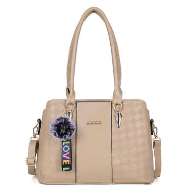 

Pompom Shoulder Handbags PU Leather Women Litchi Pattern Crossbody Bags
