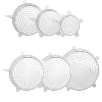 

6PCS Reusable Silicone Wrap Food Fresh Keeping Wrap Kitchen Tools Silicone Food Wrap Seal Lid Cover Stretch Accessories