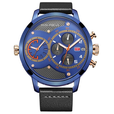 

BOFUTE Male Watches Sports Watch Double Movement Calendar Luminous Waterproof Genuine Leather Strap 0030G