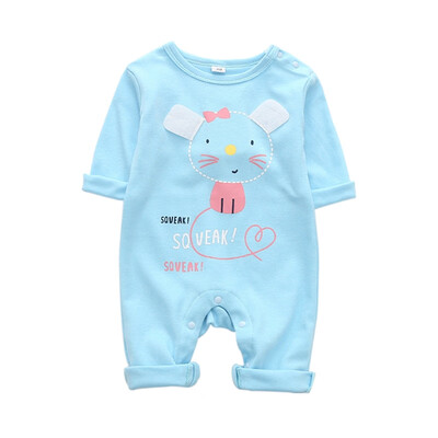 

Cute Baby Girl Boy Cartoon Print Tops Rompers Long Sleeve Infant Warm Jumpsuits 0-18M