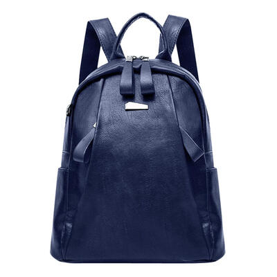 

PU Leather Backpacks Women Travel Casual Solid Zipper Shoulder School Bags