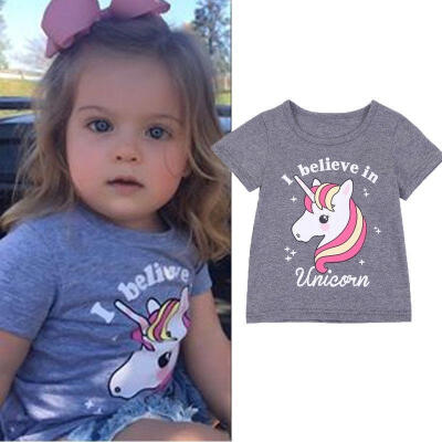 

Summer Newborn Toddler Baby Girls Kids Unicorn T-shirts Tops Casual Tees Shirts Clothes