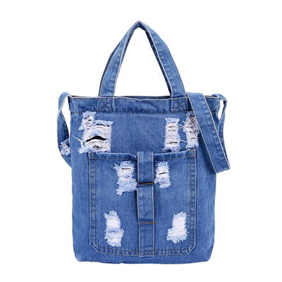 

Shoulder Shopping Bag Women Large Denim Ripped Tote Handbag Crossbody Bags