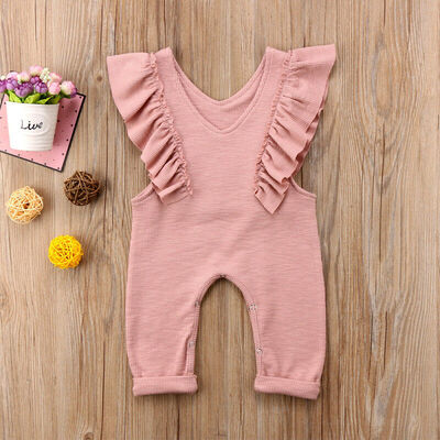 

Kid Baby Girl Overalls Ruffle Jumpsuit Knitted Romper Long Pants Outfit Clothes