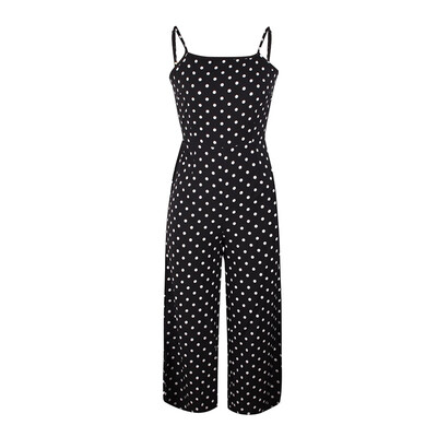 

Summer Sling Jumpsuit Wave Dot Print Bare Back Jumpsuit Wide Leg Pants