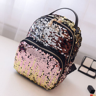 

Tailored Women Fashion School Style Sequins Travel Satchel School Bag Backpack Bag