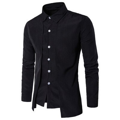 

Men\s Fake Two Pieces Long Sleeve Slim Fit Button Down Shirt