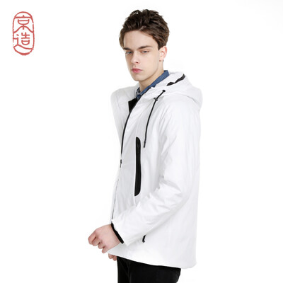 

JZAO Mens down jacket white goose down casual hat windproof outdoor short paragraph warm down jacket down jacket black XL
