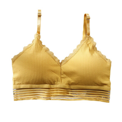 

Fashion Lady Deep V Triangle Cup Without Steel Ring Bra Thread Thin One-Piece Lace Mesh Bra Adjusted-straps Push Up Bra Bralette
