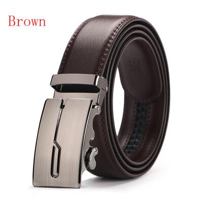 

New Automatic Buckle Cowskin Brown Belt Good Quality Genuine Leather Luxury Strap Male Belts For Men Jeans Wide 110-130cm long