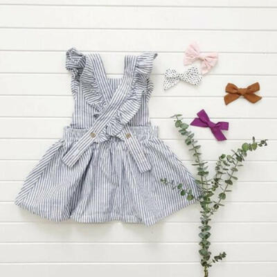 

US Toddler Kid Baby Girl Striped Clothes Sleeveless Dress Skirt Sundress Summer